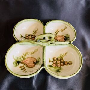 RARE John B Taylor Louisville Pottery Samovar Divided Dish Relish Dip Harvest